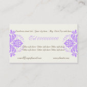 Carte De Visite Elégant motif damassé ivoire pourpre (Dos)