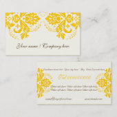 Carte De Visite Elégant motif damassé jaune ivoire (Devant / Derrière)