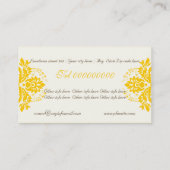 Carte De Visite Elégant motif damassé jaune ivoire (Dos)