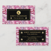 Carte De Visite Élégant Motif de mosaïque rose (Devant / Derrière)