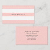 Carte De Visite Élégant Motif de rayures roses (Devant / Derrière)