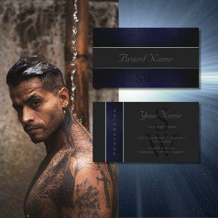 Carte De Visite Élégant Motif de serpent gris foncé avec Monogr