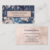 Carte De Visite Élégant Motif en marbre Indigo Blue Pink (Devant / Derrière)