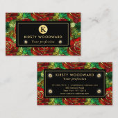 Carte De Visite Élégant Motif en verre de Rose Rouge (Devant / Derrière)