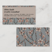 Carte De Visite Élégant Motif Fleur rose Douce Fleur Fleur de Ceri (Devant / Derrière)