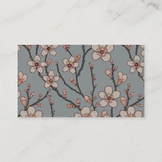 Carte De Visite Élégant Motif Fleur rose Douce Fleur Fleur de Ceri (Dos)