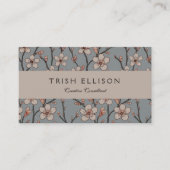 Carte De Visite Élégant Motif Fleur rose Douce Fleur Fleur de Ceri (Devant)