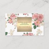 Carte De Visite Élégant motif floral Carré de finition or (Dos)