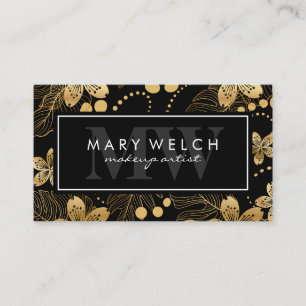 Carte De Visite Élégant motif floral doré