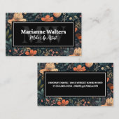 Carte De Visite Élégant motif floral | Monogramme (Devant / Derrière)