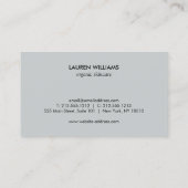 Carte De Visite Élégant motif floral noir sur gris ardoise (Dos)