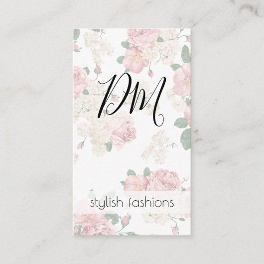 Carte De Visite Élégant motif floral Vintage (Devant)