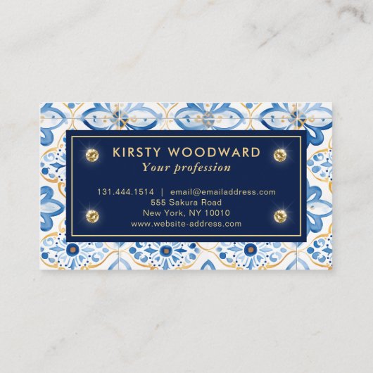 Carte De Visite Élégant Motif méditerranéen italien (Dos)