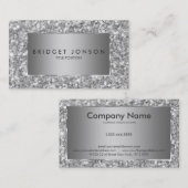 Carte De Visite Élégant Motif Parties scintillant Gris Et Blanc Ét (Devant / Derrière)