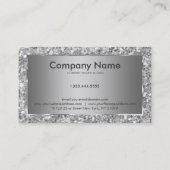 Carte De Visite Élégant Motif Parties scintillant Gris Et Blanc Ét (Dos)
