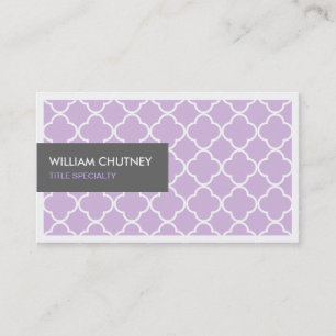 Carte De Visite Élégant Motif Quatrefoil en violet clair chic