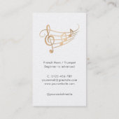 Carte De Visite Elegant Musician Gold Music Notes (Dos)