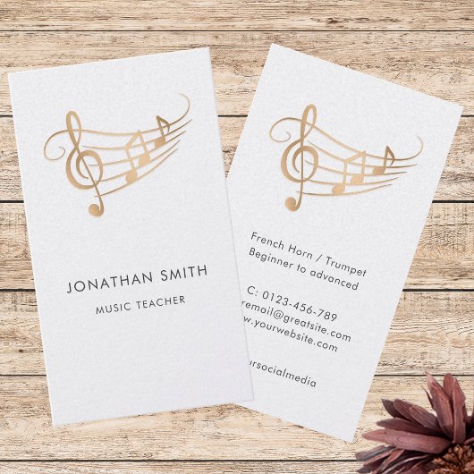 Carte De Visite Elegant Musician Gold Music Notes