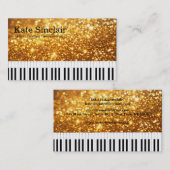 Carte De Visite Élégant Musique Moderne Professeur de piano profes (Devant / Derrière)