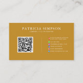 Carte De Visite Elegant Mustard Gold and Beige Cream QR Code Links (Dos)