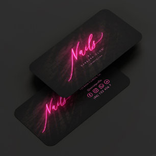 Carte De Visite Elégant Nail Art Manicures Hot Pink Neon