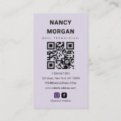 Carte De Visite Elegant Nail Technician Photo Collage Qr Code  (Dos)