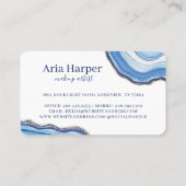 Carte De Visite Elegant Navy and Blue Geode Gold Glitter Agate (Dos)