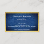 Carte De Visite Elegant Navy Blue Leather Gold Label Professional  (Dos)