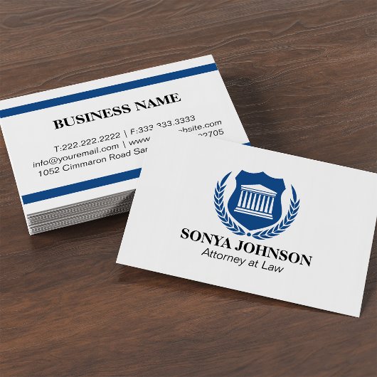 Carte De Visite Elegant Navy Blue Professional Attorney