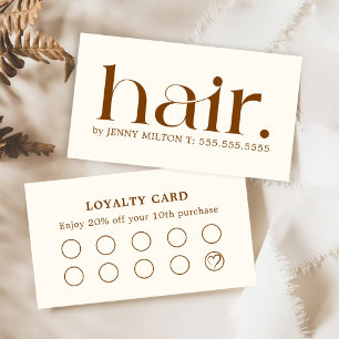 Carte De Visite Elégant nettoyage Boho Brown Bold Hair Stylist
