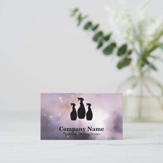 Carte De Visite Elégant nettoyage Parties scintillant aquarelle (Debout devant)