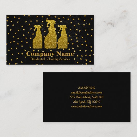Carte De Visite Elégant nettoyage Parties scintillant Gold (Devant / Derrière)