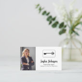 Carte De Visite Elegant Neutral Photo QR Code Real Estate (Debout devant)