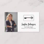 Carte De Visite Elegant Neutral Photo QR Code Real Estate (Devant)