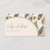 Carte De Visite Élégant Neutre Neutre Boho Chic Feather Indie (Devant)