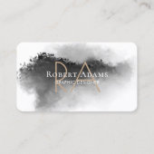 Carte De Visite Elégant noir Aquarelle Abstrait Monogrammé (Devant)