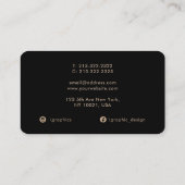 Carte De Visite Elégant noir Aquarelle Abstrait Monogrammé (Dos)