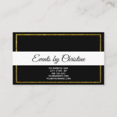 Carte De Visite Elégant noir, blanc, avec bordure Parties scintill (Dos)