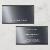 Carte De Visite Élégant noir blanc Cool professionnel moderne Plai (Devant / Derrière)