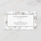 Carte De Visite Elégant noir & blanc Floral moderne Art (Dos)