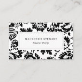 Carte De Visite Élégant noir blanc floral professionnel (Devant)