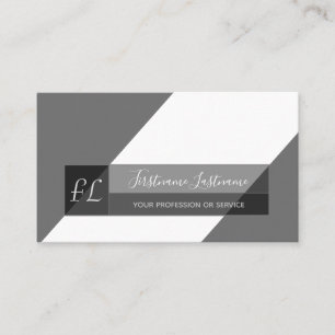 Carte De Visite Élégant noir blanc gris gris minimal triangle mono