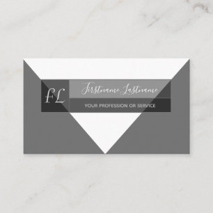 Carte De Visite Élégant noir blanc gris gris minimal triangle mono