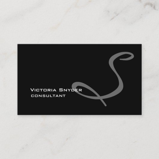 Carte De Visite Élégant Noir Blanc Gris Monogramme Professional (Devant)