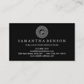 Carte De Visite Elégant noir & blanc Mandala Art Logo Yoga (Dos)