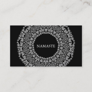 Carte De Visite Elégant noir & blanc Mandala Art Logo Yoga