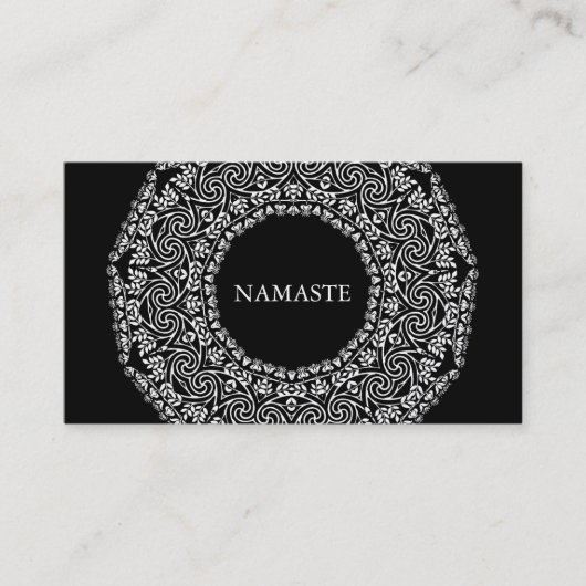 Carte De Visite Elégant noir & blanc Mandala Art Logo Yoga (Devant)
