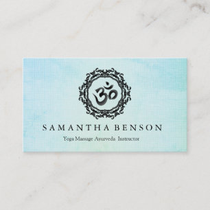 Carte De Visite Elégant noir & blanc Mandala Art Logo Yoga