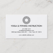 Carte De Visite Elégant noir & blanc Mandala Art Logo Yoga (Dos)