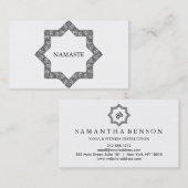 Carte De Visite Elégant noir & blanc Mandala Art Logo Yoga (Devant / Derrière)